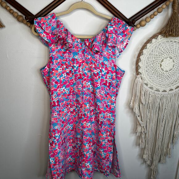Lilly Pulitzer Linwood Aura Pink Baby Bloomer Floral Ruffle Romper - Picture 6 of 7